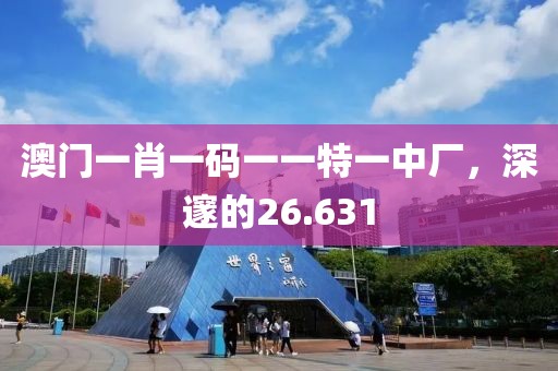 澳門一肖一碼一一特一中廠，深邃的26.631