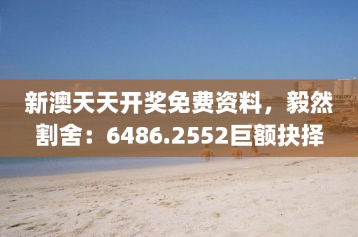 新澳天天開獎免費資料，毅然割舍：6486.2552巨額抉擇